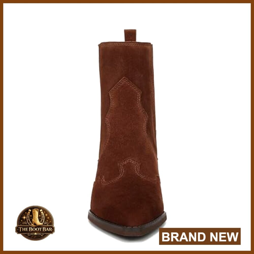 Leather Ankle Booties with 2.3 Inch Heel, Pull-On Closure - Picture 2 of 6